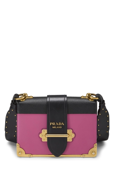 Pink & Black Leather Cahier Crossbody