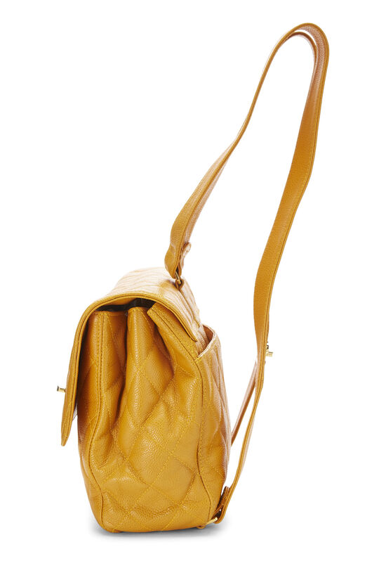 Yellow Quilted Caviar Backpack