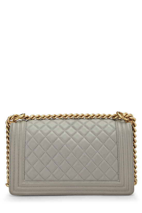 Chanel Grey Quilted Calfskin Boy Bag Medium Q6B01A3PE7002