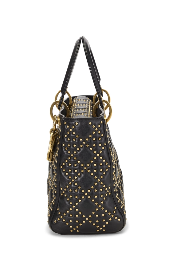 Black Studded Leather Lady Dior Medium, , large image number 2