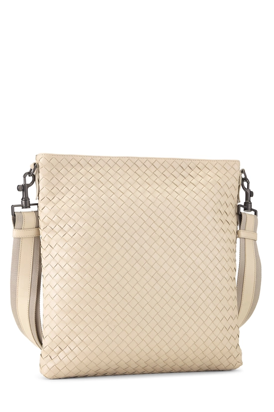 White Intrecciato Flat Messenger Bag, , large image number 1