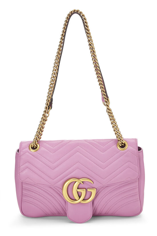 Pink Leather GG Marmont Shoulder Bag, , large image number 0