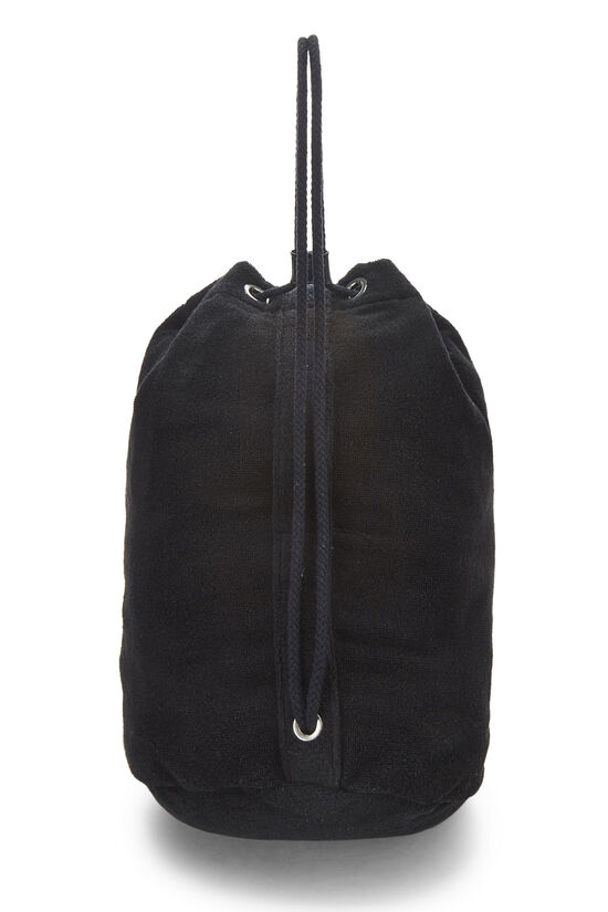 Black Terry Cloth Drawstring Beach Backpack , , large image number 5