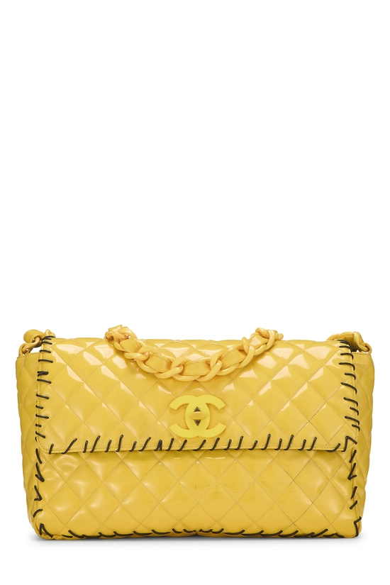 Yellow Vinyl Whipstitch Half Flap Jumbo, , large image number 0