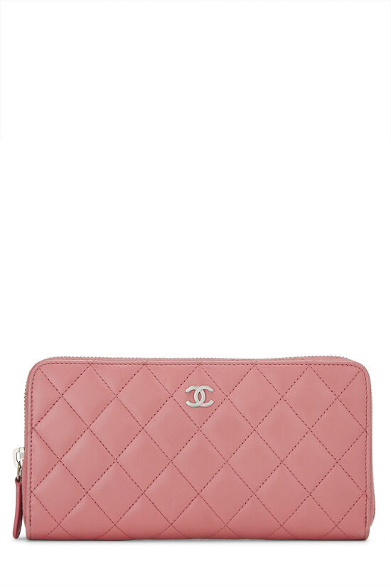 Pink Quilted Lambskin Zip Wallet, , large image number 0