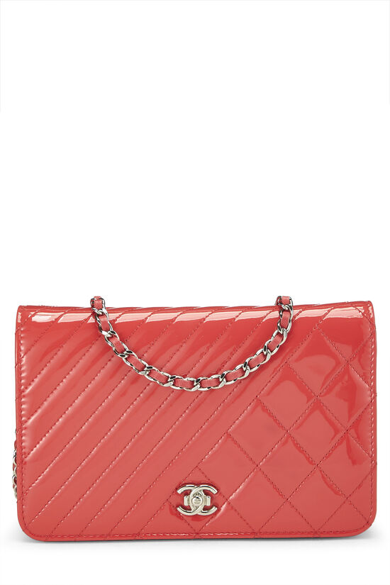 Chanel Pink Quilted Patent Leather Wallet On Chain (WOC