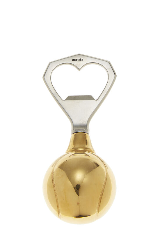 Silver & Gold Metal Tennis Ball Bottle Opener, , large image number 0