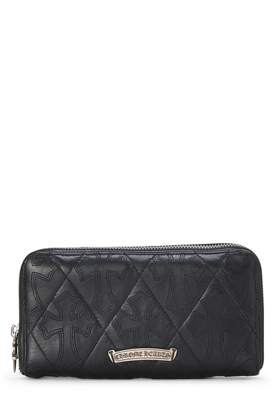 Black Leather Cemetery Cross Zip-Around Wallet
