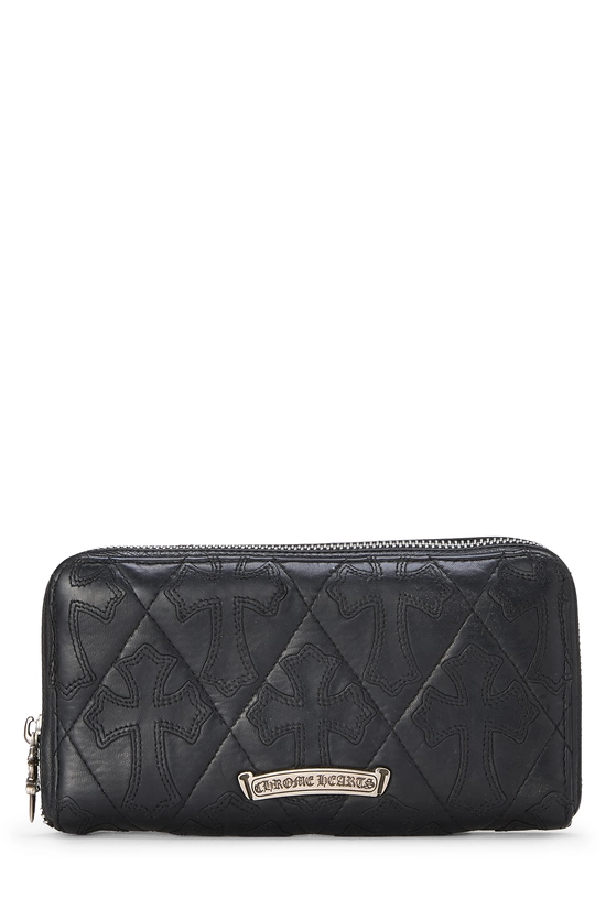 Black Leather Cemetery Cross Zip-Around Wallet, , large image number 0