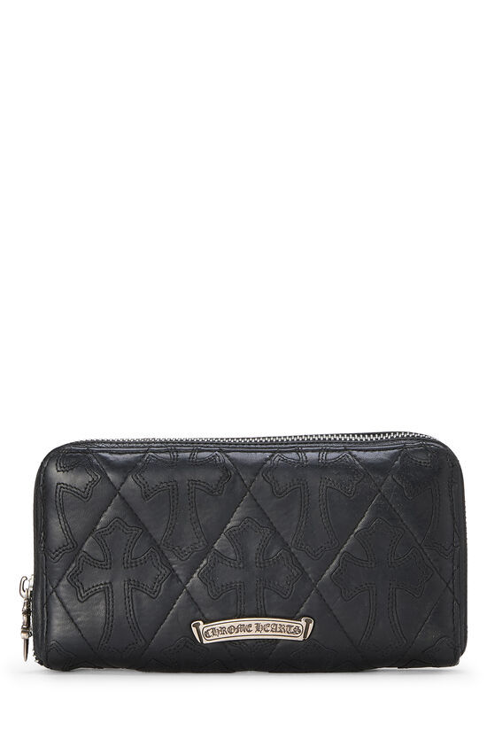 Black Leather Cemetery Cross Zip-Around Wallet, , large image number 0