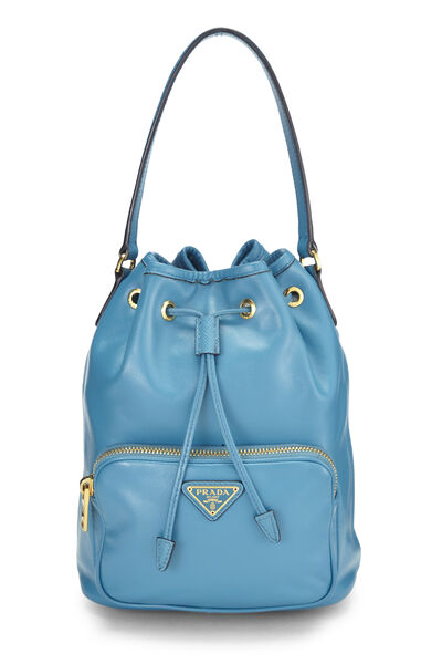 Blue Calfskin Diagramme Duet Shoulder Bag