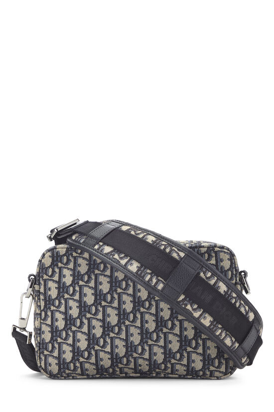 Navy Oblique Jacquard Safari Messenger, , large image number 3