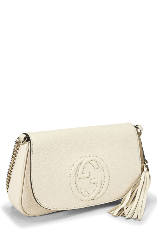 Beige Grained Leather Soho Chain Flap Crossbody, , large image number 1