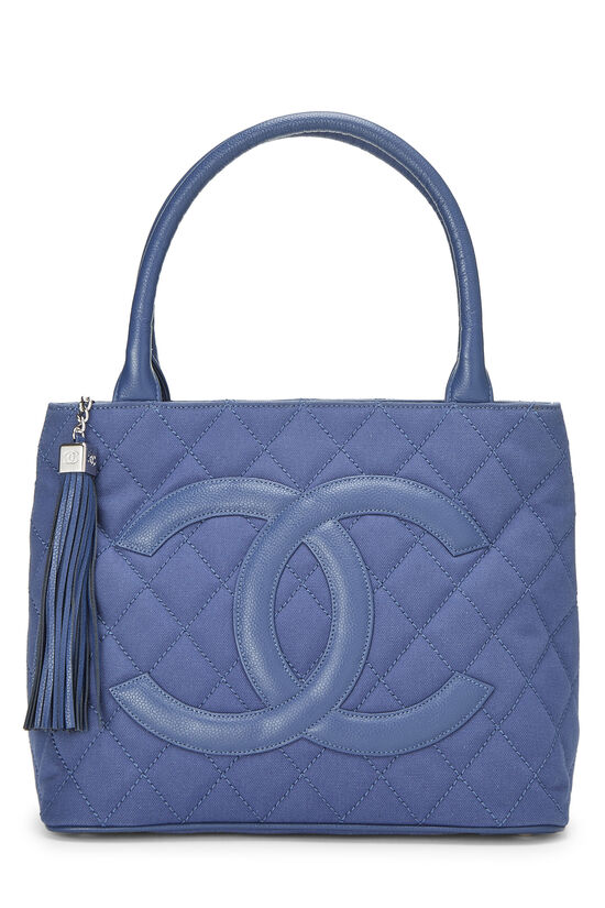 Blue Quilted Canvas Medallion Tote