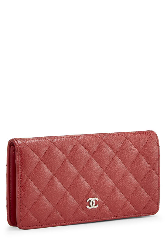 Red Quilted Caviar Classic Long Yen Wallet, , large image number 3