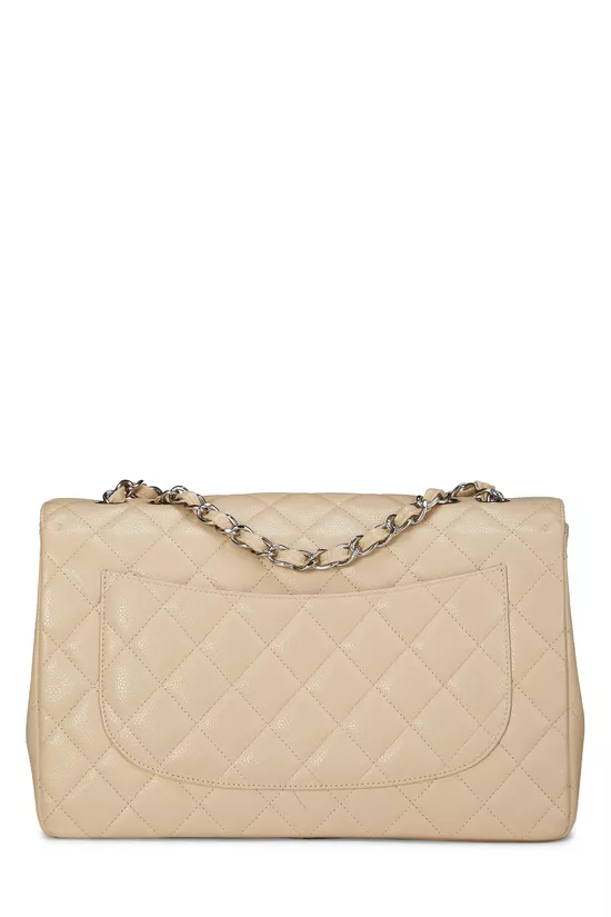 Beige Quilted Caviar Classic Flap Jumbo, , large image number 3