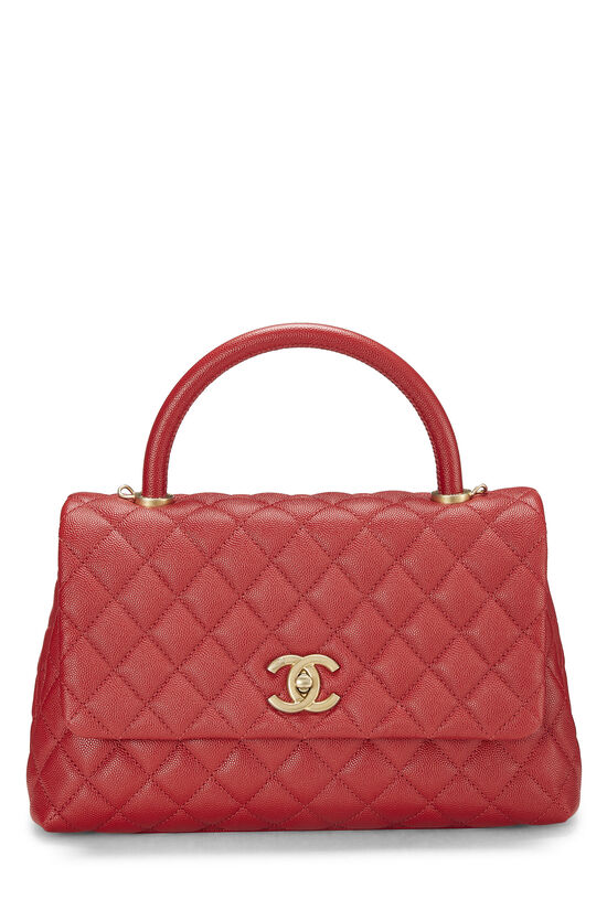 Red Quilted Caviar Coco Handle Bag Small, , large image number 0