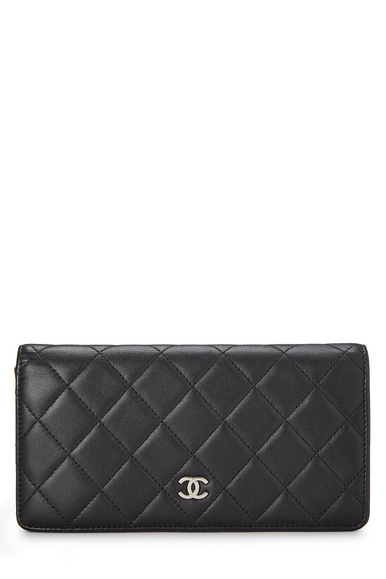 Black Quilted Lambskin Classic Long Flap Wallet, , large image number 0