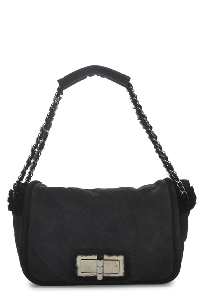 Chanel Black Mouton Mademoiselle Lock Shoulder Bag