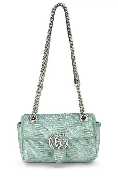 Blue Sequin GG Marmont Shoulder Bag Mini