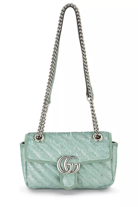 Blue Sequin GG Marmont Shoulder Bag Mini, , large image number 0