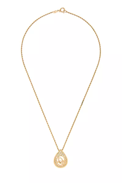 Gold & Crystal Logo Necklace