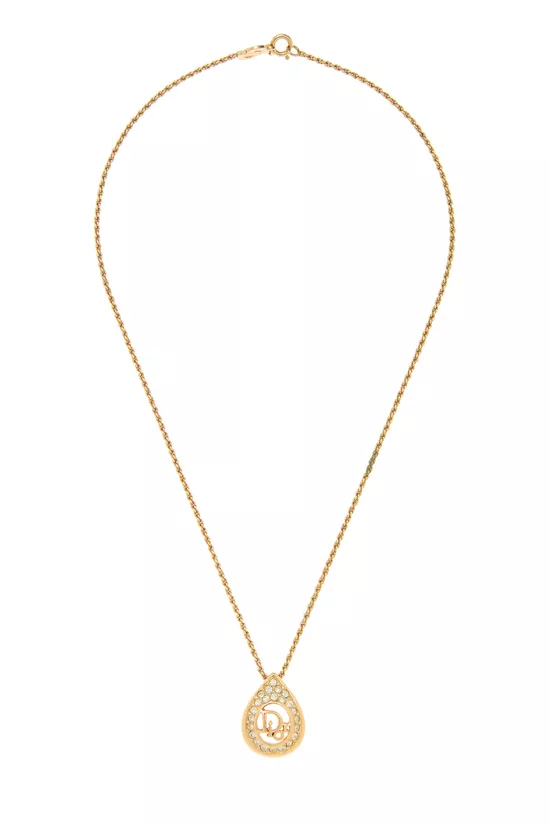 Gold & Crystal Logo Necklace, , large image number 0