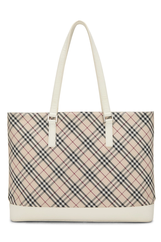 White Haymarket Check Pocket Tote Medium, , large image number 3