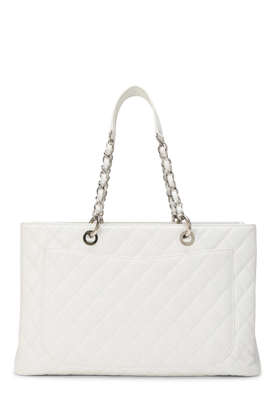 White Quilted Caviar Grand Shopping Tote (GST) XL , , large image number 3