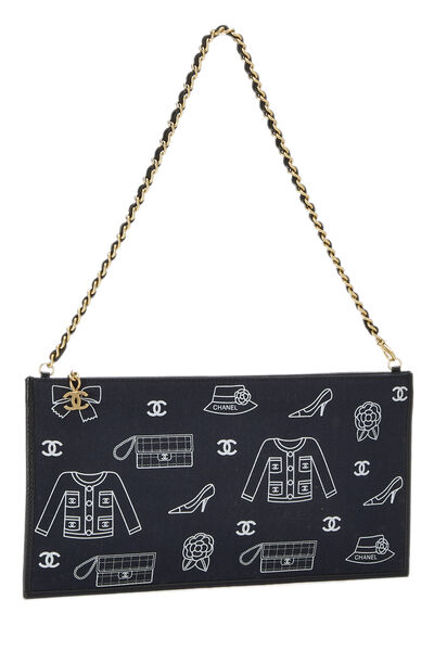 Navy Canvas Icon Print Pouch, , large
