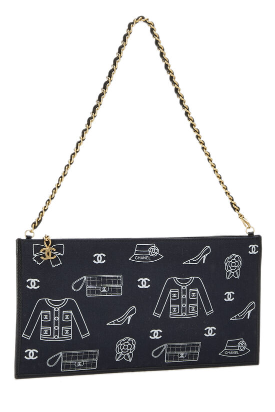 Navy Canvas Icon Print Pouch, , large image number 1