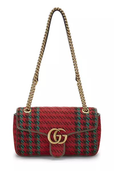 Multicolor Houndstooth Wool Marmont Shoulder Bag Small