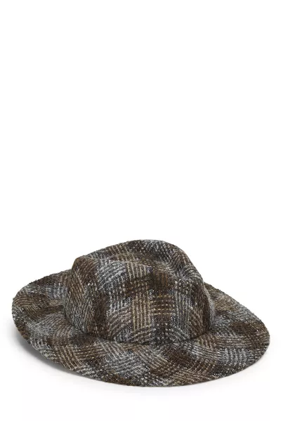 Brown & Grey Wool Fedora Medium