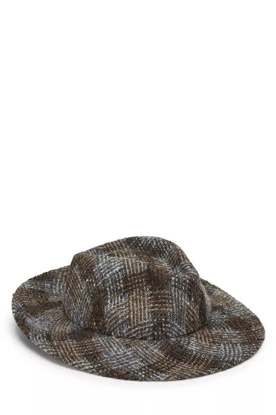 Brown & Grey Wool Fedora Medium, , large image number 0