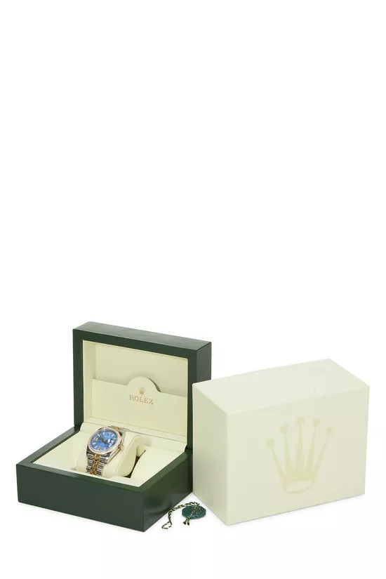 Two-Toned 18K Gold & Steel Blue Wave Pave Diamond Dial Datejust 116243 36mm, , large image number 1