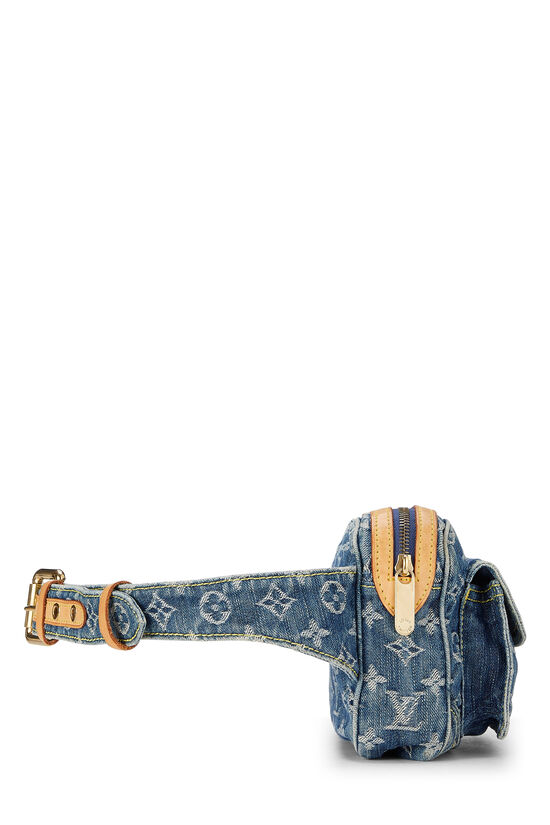 LOUIS VUITTON Monogram Denim Bum Bag Belt Body Bag Blue M95347