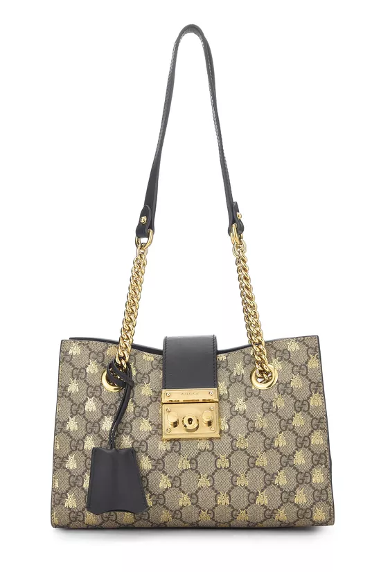 Black GG Supreme Bee Padlock Tote Small, , large image number 0