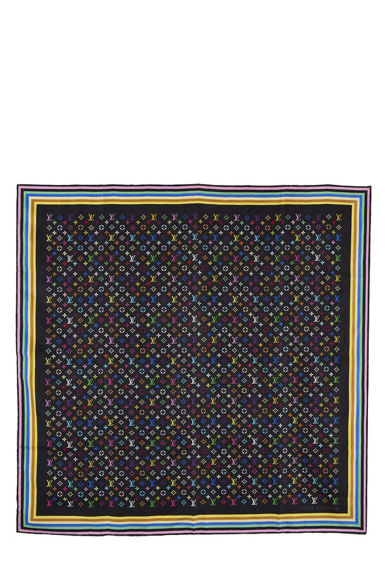 Takashi Murakami x Louis Vuitton Black Multicolore Silk Scarf PM, , large image number 0