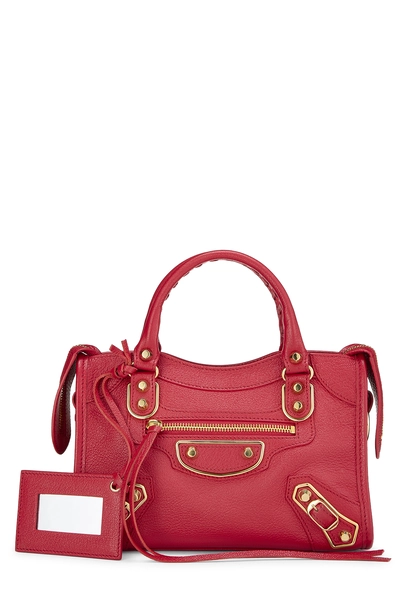 Red Chevre Metallic Edge Classic City Bag Mini