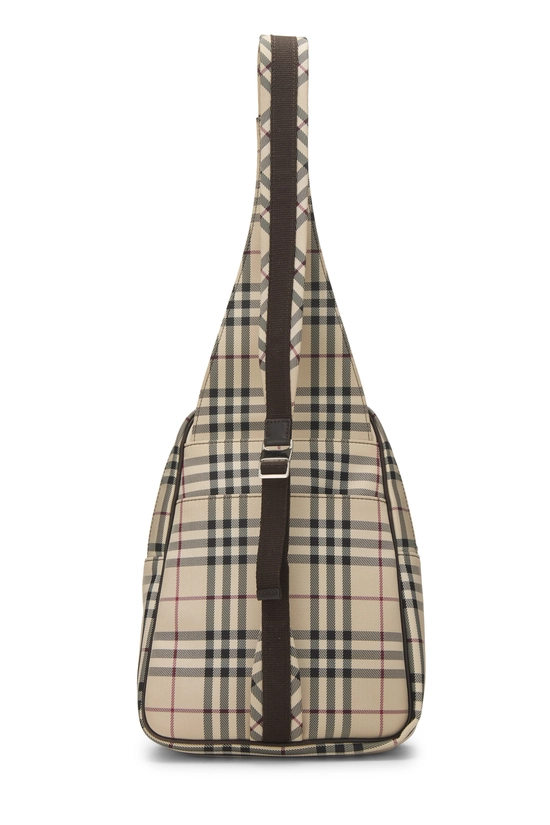Brown Nylon Check Backpack, , large image number 3