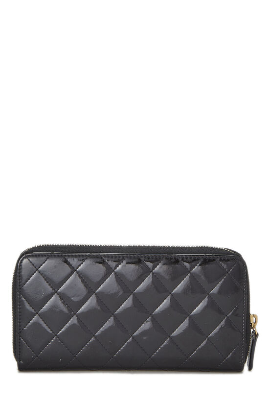 Black Patent Leather Zip Around Wallet, , large image number 2