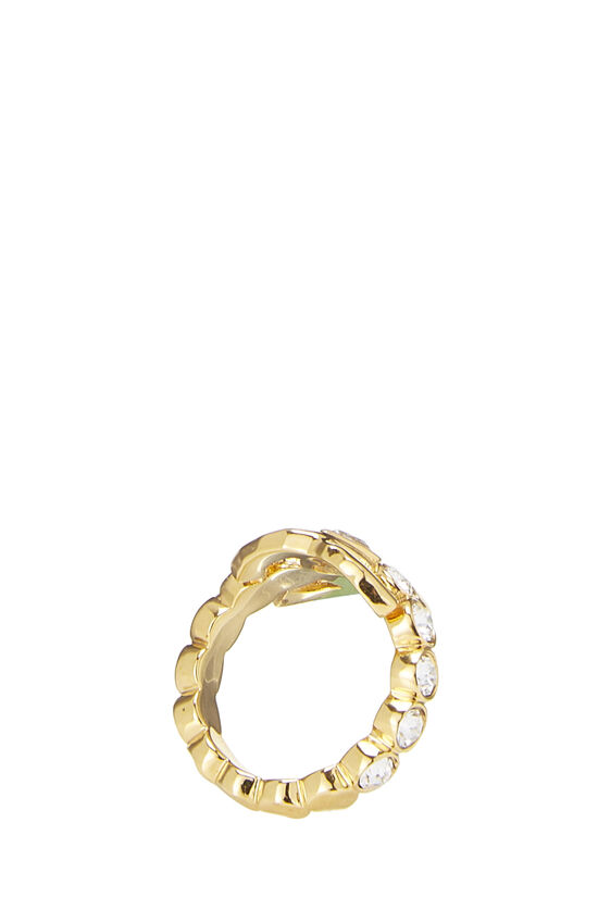 Gold & Crystal Logo Ring, , large image number 2