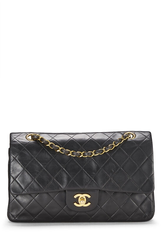 Chanel Black Lambskin Quilted Classic Flap Medium GHW