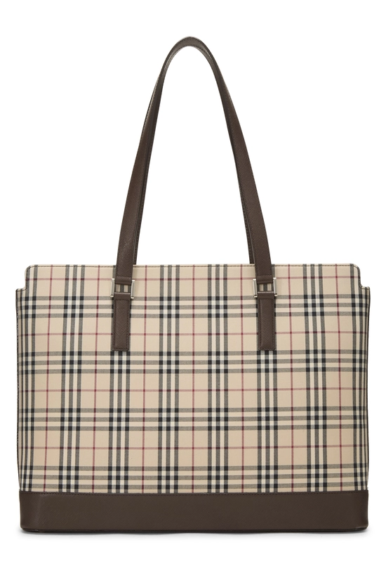 Brown Check Jacquard Canvas Zip Tote Medium, , large image number 3