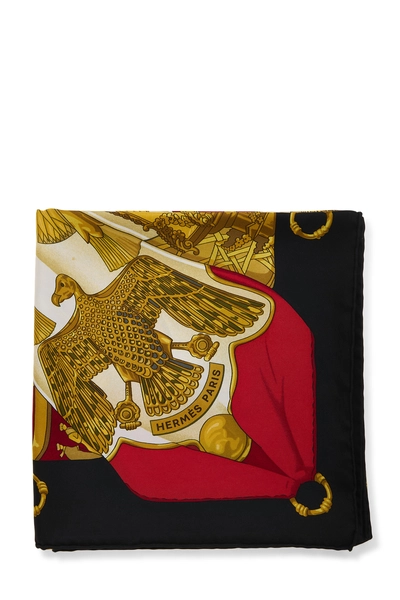 Black & Multicolor 'Soleil de Soie' Silk Scarf 90, , large