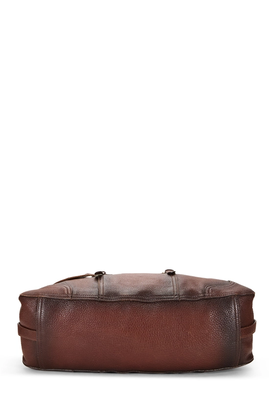Brown Deerskin Leather Buckle Handbag, , large image number 4