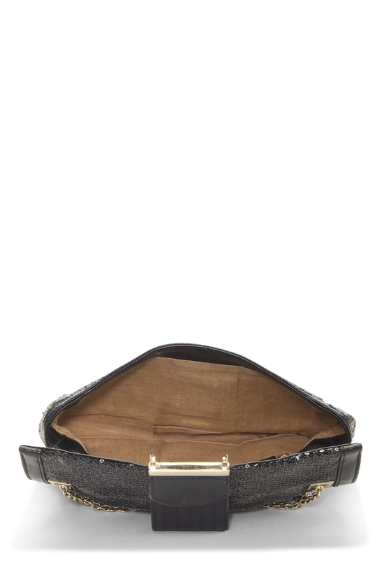 Black Sequin Baguette Chain Bag, , large image number 5