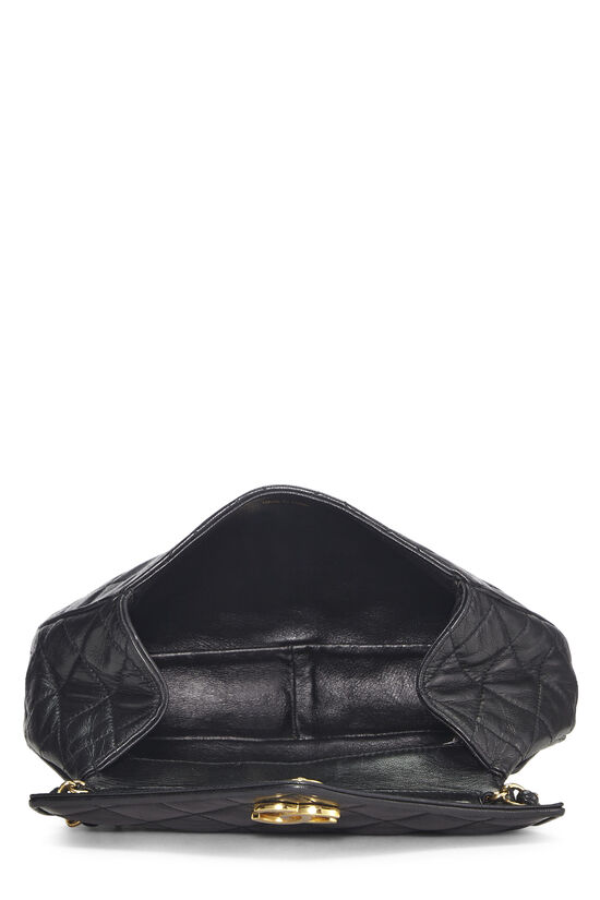 Black Quilted Lambskin Envelope Flap Shoulder Bag, , large image number 6