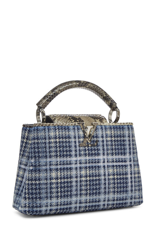 Blue Houndstooth Wool & Python Capucines BB, , large image number 3