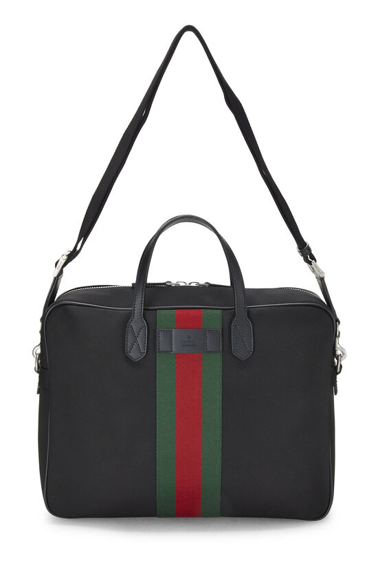Black Techno Canvas Web Briefcase, , large image number 2
